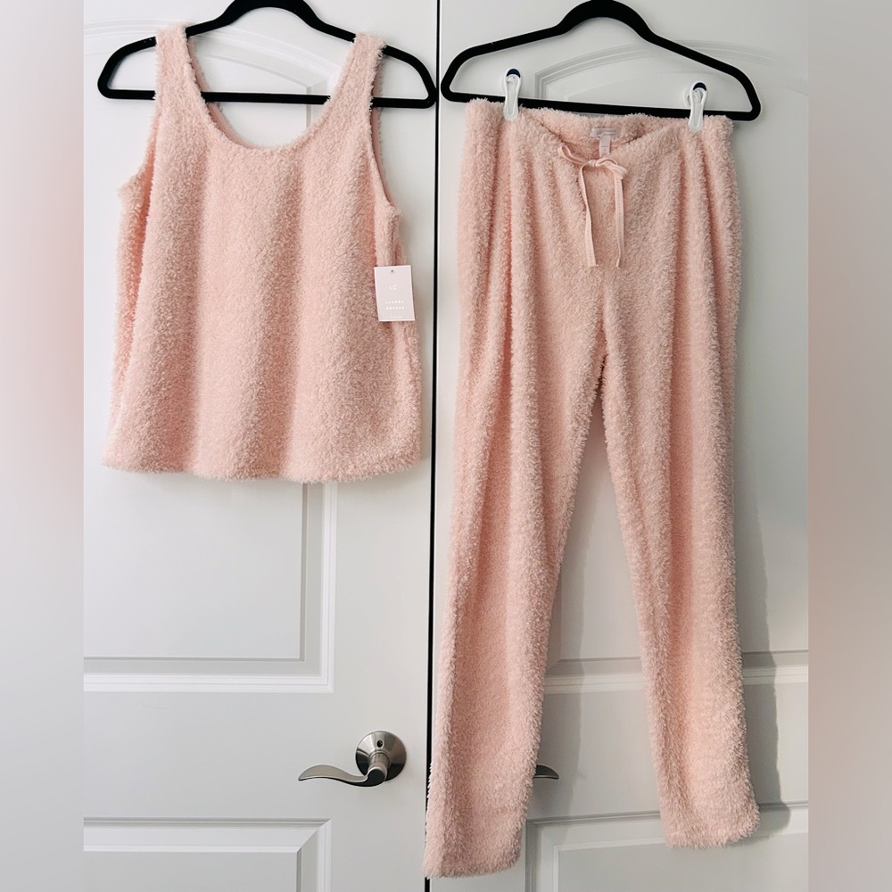 Lauren Conrad Intimates Cozy Pink Teddy Tank & Pant Sleep Set